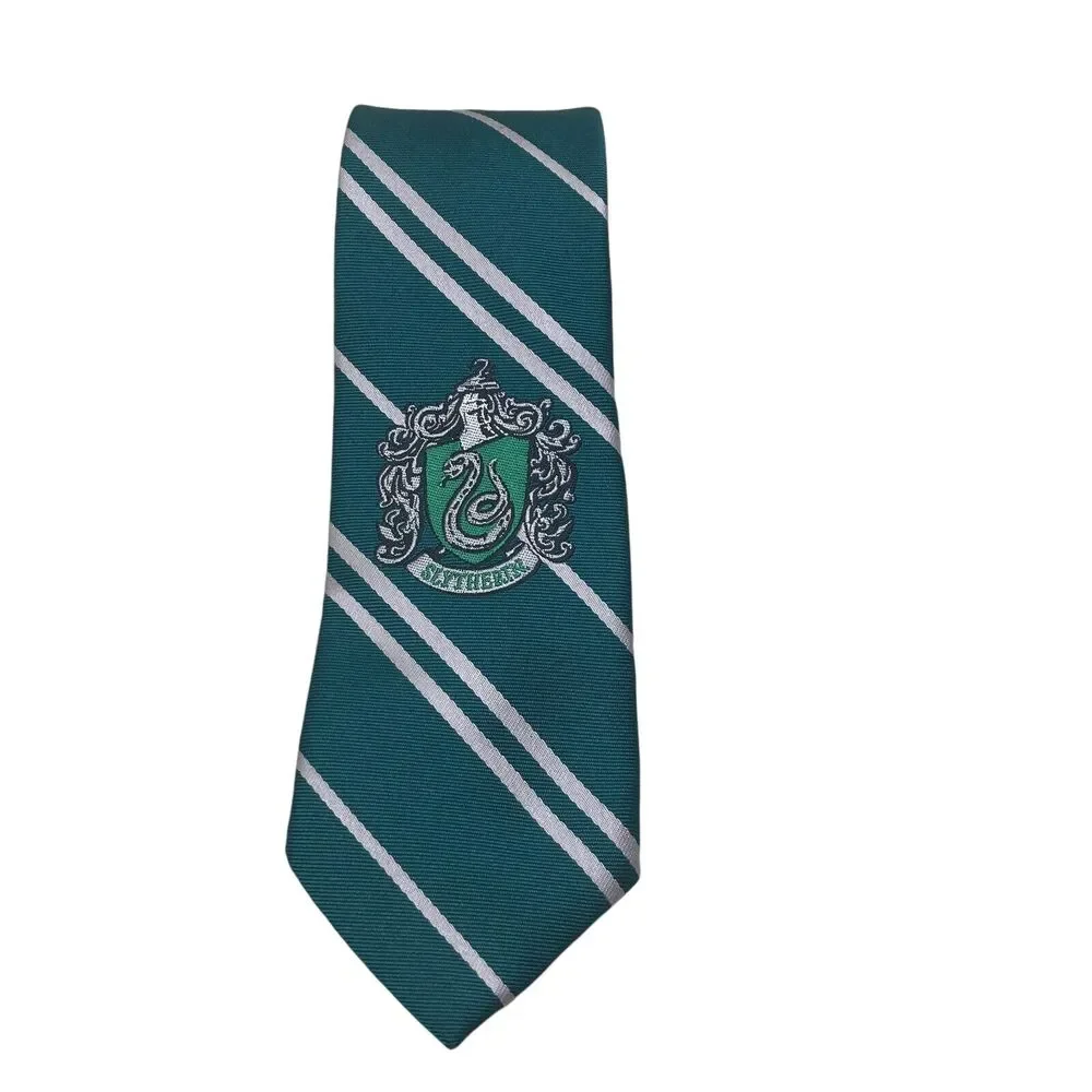 Harry Potter Tie Slytherin Green Gray Striped 100% Microfiber